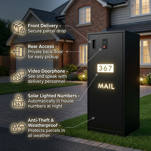 Buzón <span class=keywords><strong>de</strong></span> Paquetería con Iluminación Solar, Carga Frontal y Acceso Trasero, Gran Capacidad, Antirrobo, para Exteriores - Product Image 1