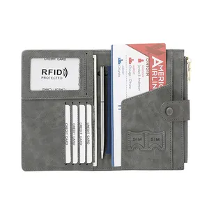 New products Passport ticket money travel card holder Fashion business wallet leather Unisex RFID passport holder