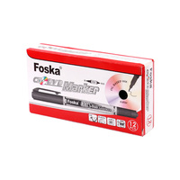 Foska Excellent stylo marqueur CD permanent à double pointe résistant aux taches et étanche avec couleur d'encre noire bleu rouge