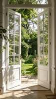 Porte intérieure française sur mesure, double battant, en bois et verre, fabriquée sur mesure pour maisons et villas de design