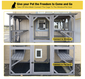 Деревянный домик для кошек TIANYI, большая уличная клетка, корпус для кошек Catio Kitty, манеж для кошек с платформой - Product Image 4