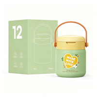 Bocal alimentaire de voyage isotherme en acier inoxydable à double paroi avec cuillère pliable et large ouverture pour repas chauds ou froids