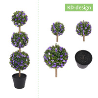 Arbre topiaire artificiel écologique à 3 niveaux, plante en pot en forme de boule de roses artificielles, résistant aux UV, durable, imperméable, H90cm, pour mariage, jardin