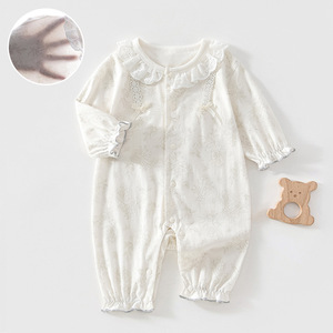 Ropa para recién nacidos estilo princesa de algodón fino con estampado floral para niñas - Product Image 1
