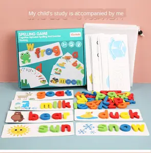 Дети Монтессори заклинание слова игра деревянная головоломка для раннего обучения, с изображением букв алфавита, 3D Головоломка Развивающие игрушки для детей
