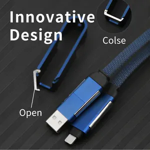 Kabel portabel desain inovatif 2023 3.0 kabel pengisian cepat untuk iPhone mikro Tipe C dengan Logo DIY