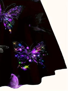 Abito midi da <span class=keywords><strong>donna</strong></span> elegante e sexy con stampa floreale a <span class=keywords><strong>farfalla</strong></span>, scollo a V, spalline all'americana e vita naturale - Product Image 2