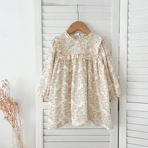 Vestito Vintage per Bambine 2-7 Anni, Nuovo Abito Floreale in Cotone a Maniche Lunghe, <span class=keywords><strong>Elegante</strong></span> Vestito Floreale per Bambine, <span class=keywords><strong>Abbigliamento</strong></span> per Neonata - Product Image 3