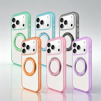Étui magnétique soyeux au toucher doux avec béquille pour iPhone 17, coque rigide en acrylique anti-rayures avec coussin d'air dissimulé