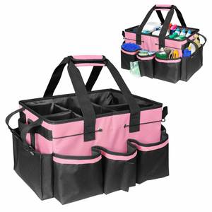 Organisateur et panier de rangement portable en tissu Oxford pour produits d'entretien ménager avec fermeture éclair - Product Image 1