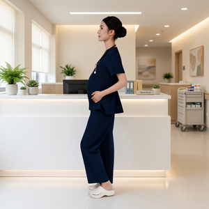 Hauts d'allaitement pour femmes, vêtements de maternité confortables à manches courtes pour futures mamans, ensembles d'uniformes de travail pour femmes enceintes - Product Image 1
