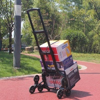 Chariot à main pliable à quatre roues en caoutchouc industriel pour monter les escaliers, chariot de transport de marchandises, chariot de manutention