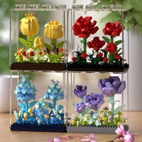 Ensemble de blocs de construction en plastique Hot Flower, 343 pièces, modèle de briques à assembler soi-même avec housse anti-poussière, décoration d'intérieur, cadeau