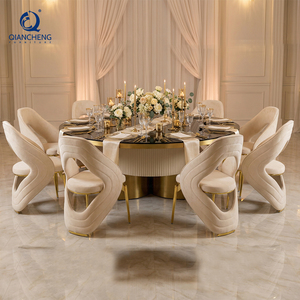 Juego de Mesa y Sillas para Banquetes y Eventos Grandes, Fabricado en Foshan, China, con Estructura de Acero Inoxidable y Cubierta de Vidrio, Ideal para Vestíbulos de Hoteles - Product Image 4