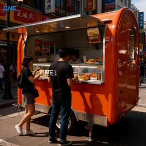 Satılık Fiberglas Fiber Takviyeli Plastik Malzemeden Standart Yemek Kamyonu, Slush Karavanı Mobil Pancake Arabası - Product Image 3
