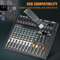Table de Mixage Audio Numérique Professionnelle OEM FG8 48V Phantom 8 Canaux, Console de Son pour DJ