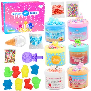Zhorya 6 peças 60 ml Bola de espuma de manteiga fofa para crianças, sorvete DIY, kit de grânulos de açúcar e lodo, brinquedo para crianças