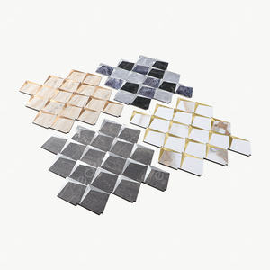 Forme carrée couleur grise marbre design incrustation argent <span class=keywords><strong>chevron</strong></span> métal effet 3d sticker <span class=keywords><strong>mural</strong></span> mosaïque carreaux peler et coller - Product Image 6