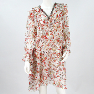 ropa de primavera cuello redondo vestidos nuevo diseño de moda de la flor de las mujeres <span class=keywords><strong>chica</strong></span> de manga larga casual vestidos - Product Image 3