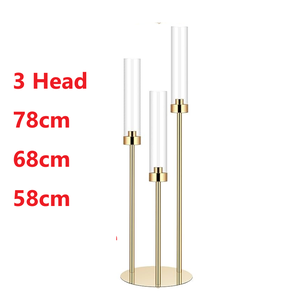 3 teste 78cm oro metallo portacandele supporto fiore decorazione matrimonio tavolo centrotavola matrimonio candelabri festa decorazione per la casa - Product Image 6