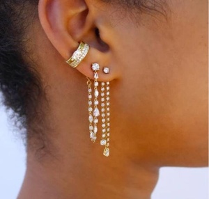 Lozrunve Bán Buôn Đồ Trang Sức Mạ Vàng Boho Dài Zirconia Pha Lê Drop Bông Tai Phụ Nữ - Product Image 2