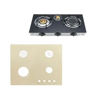 Factory Price 6mm 7mm Kitchen Cooker Top Tempered Glass Cnc Drilling Silk Screen Printing Glass For Gas Stove