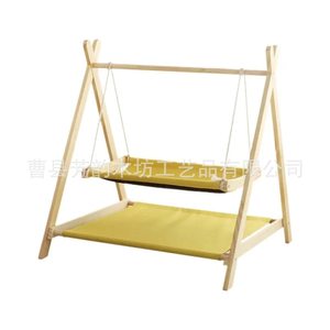 Cat <b>Hammock</b> Triangle Bunk Bed Wooden Pet <b>Swing</b> Removable Washable Hanging Cat Bed Small Breed - Product Image 1