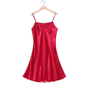 Camisón Sexy de Seda y Satén para Mujer, sin Mangas, con Cuello en V, Talla Grande, Ropa de Dormir - Product Image 4