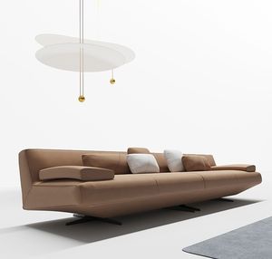 Set di divani moderni di lusso in pelle importata a forma di L Set di divani in stile italiano - Product Image 6