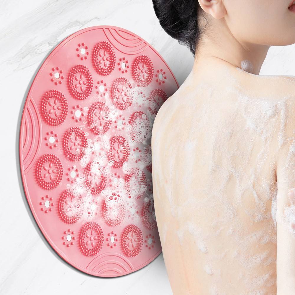 แปรงขนสั้นสีชมพูอ่อน ทำจากวัสดุซิลิโคนที่เป็นมิตรต่อสิ่งแวดล้อม