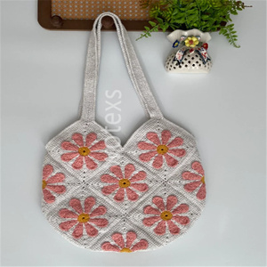 Haute qualité <span class=keywords><strong>Crochet</strong></span> Daisy <span class=keywords><strong>Sac</strong></span> Fourre-Tout Fleur Fourre-Tout Grand-Mère Carré Fleur <span class=keywords><strong>Sac</strong></span> <span class=keywords><strong>Crochet</strong></span> Épaule Fête Des Mères Cadeau - Product Image 5