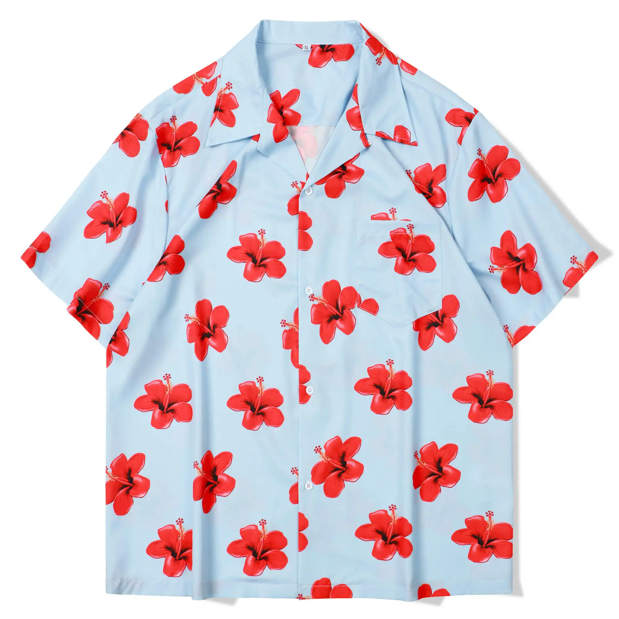 قميص Aloha قطني 100% بياقة مفتوحة بأكمام قصيرة مطبوعة مخصصة قمصان هاواي للرجال