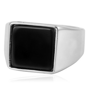 Yunnique – bague carrée en or pour hommes, avec incrustation noire, design géométrique, en acier inoxydable, style Punk, bijoux à la mode, cadeau - Product Image 4