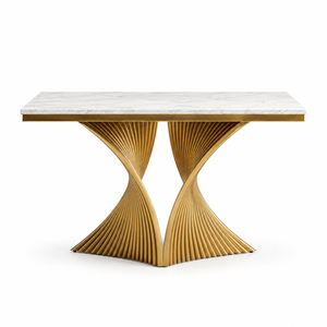 Elegante Mesa Consola de Mármol Blanco para Vestíbulo con Estructura de Acero Dorado Trenzado para Decoración Moderna de Entrada y Recepción de Hoteles y Hogares - Product Image 4