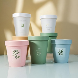 Custom 200ml 250ml Airtight White Pink <b>Plastic</b> Beauty PP <b>Jar</b> with Lid Ice Cream Bottle Shape Cosmetic Packaging Capacity 50ml - Product Image 1