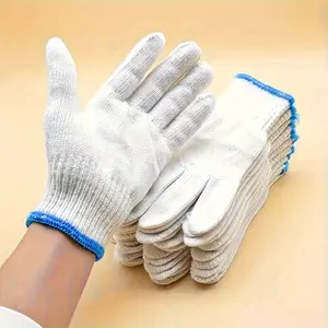 Guantes de trabajo de mano de algodón de punto de construcción blanca directa de fábrica para la industria