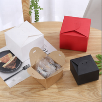 Boîte à pâtisserie carrée simple pliable en papier couché avec doublure en éponge, revêtement UV, pour emballage cadeau de pâtisserie, matériaux recyclés, sans danger pour les aliments
