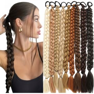 Extensions de queue de cheval synthétiques tressées longues de 60 cm avec élastique, extensions de cheveux tressés de 24 pouces pour femmes, usage quotidien - Product Image 2