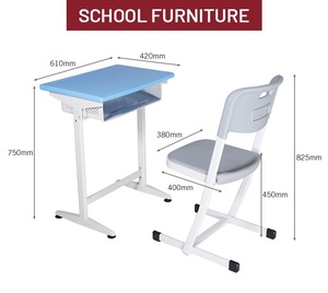 Meubles d'école modernes personnalisés, ensemble bureau et chaise pour salles de classe moyennes, construction en acier/MDF/plastique, modèle personnalisé PT-307A - Product Image 5