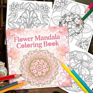 Cuaderno Creativo para Colorear Personalizado, Libro de Colorear Duradero con Diseño de Flores y Mandalas, Libro Impreso para Niños y Adultos, Regalo para Aliviar el Estrés - Product Image 1