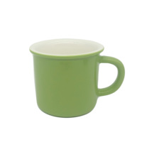 Ensemble de tasses à café en céramique style émail 12 oz pour couple, glaçure contrastée intérieur-extérieur, bord roulé, poignée confortable, couleur personnalisée
