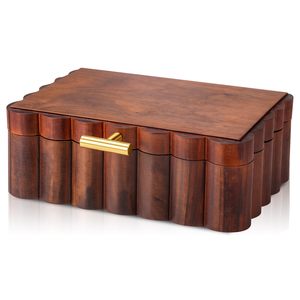 Boîte à bijoux en bois transparente moderne avec couvercle, vente en gros, OEM ODM, logo personnalisé, organisateur de rangement pour bagues et boucles d'oreilles - Product Image 1