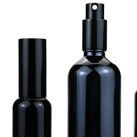Flacon pulvérisateur en verre noir de 100 ml avec bouchon à vis et diffuseur à bâtonnets pour sérum de soin et huiles essentielles