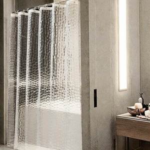 Rideau de douche classique en PEVA, 12 crochets, imperméable, résistant à la moisissure, antibactérien, impression numérique 3D semi-transparente, écologique - Product Image 1