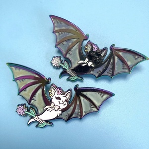 Design élégant personnalisable pour épinglette Animal mignon princesse Note de musique emblème couronne avec imprimé UV papillon chauve-souris UV Met - Product Image 2