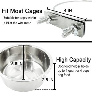 ชามแขวนสแตนเลสสำหรับสัตว์เลี้ยง ชามอาหารน้ำสำหรับนกแก้ว กระต่าย พร้อมตะขอ - Product Image 3