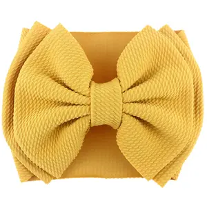 Baby Girls Hair Accessories Top double-deck Bowknot Turban Headbands Newborn Baby Big Bows Wide Nylon Headwraps Headband