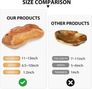 BTEOBFY - Tazón Moderno de Madera Natural de 11 a 13 Pulgadas, Plato de Servir Único Hecho a Mano, Plato para Frutas, Aperitivos, Sándwiches, Pan y Entradas - Product Image 3