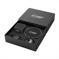 Ensemble technologique promotionnel avec logo lumineux, haut-parleur sans fil 3-en-1, chargeur inductif, cadeau pour les salons professionnels, cadeau promotionnel de marque