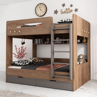 Lit superposé double à double paroi en panneaux de particules modernes certifiés EN747, écologique et durable, pour enfants et adultes